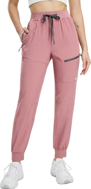 Haimont Women's Hiking Pants Joggers Lightweight Quick Dry Elastic Waist Stretch Pants with Zip Pockets Travel Camping