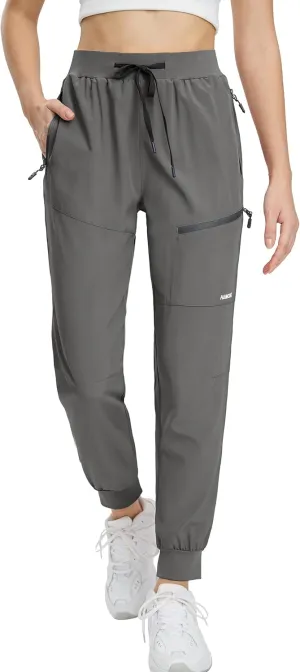Haimont Women's Hiking Pants Joggers Lightweight Quick Dry Elastic Waist Stretch Pants with Zip Pockets Travel Camping
