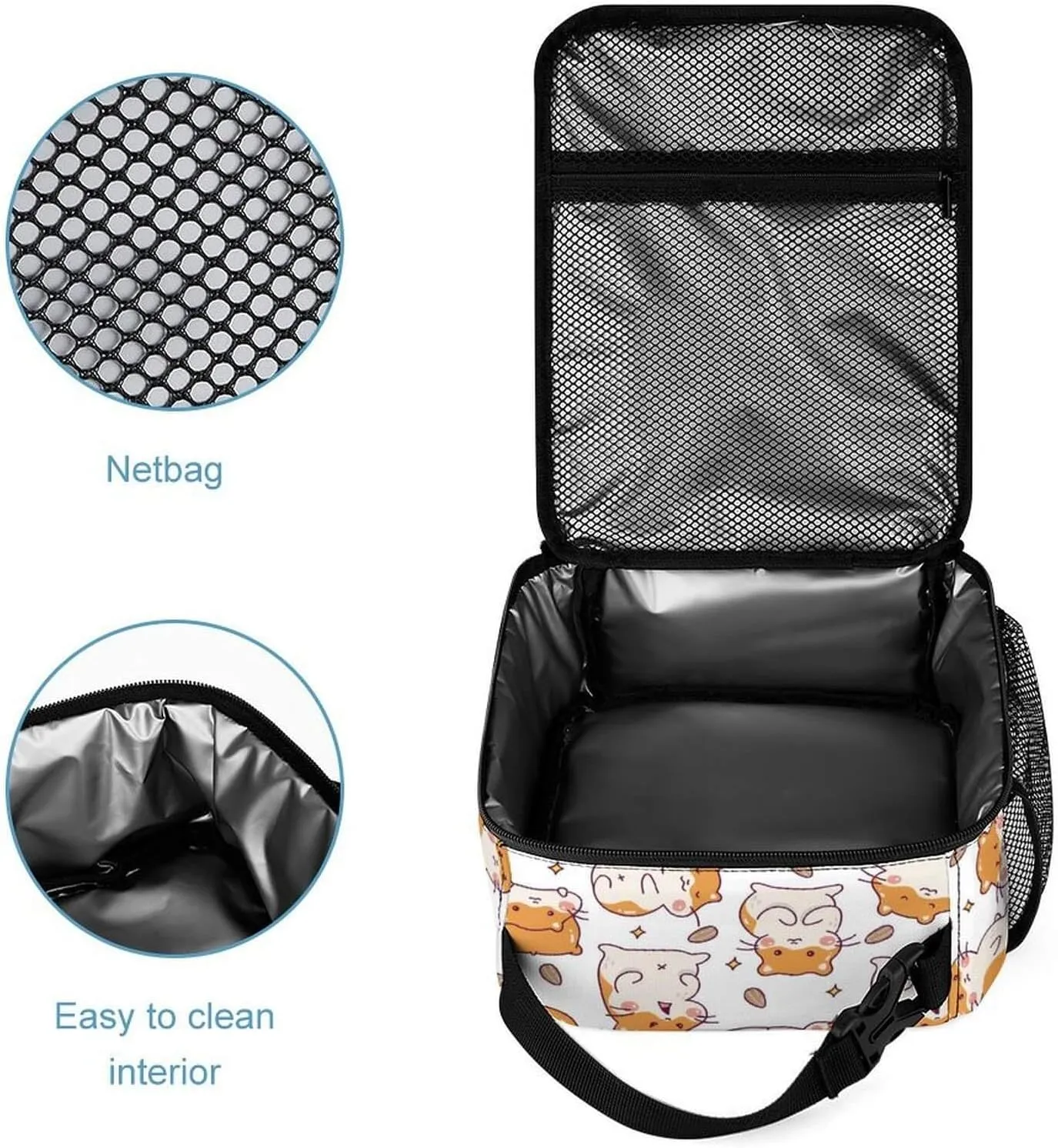 Hamster Backpack with Lunch Box & Pencil Case for Kids Girls Boys School, 16 Inch Cute Hamsters Bookbag, School Backpack for Students Children, Lightweight, Large Capacity