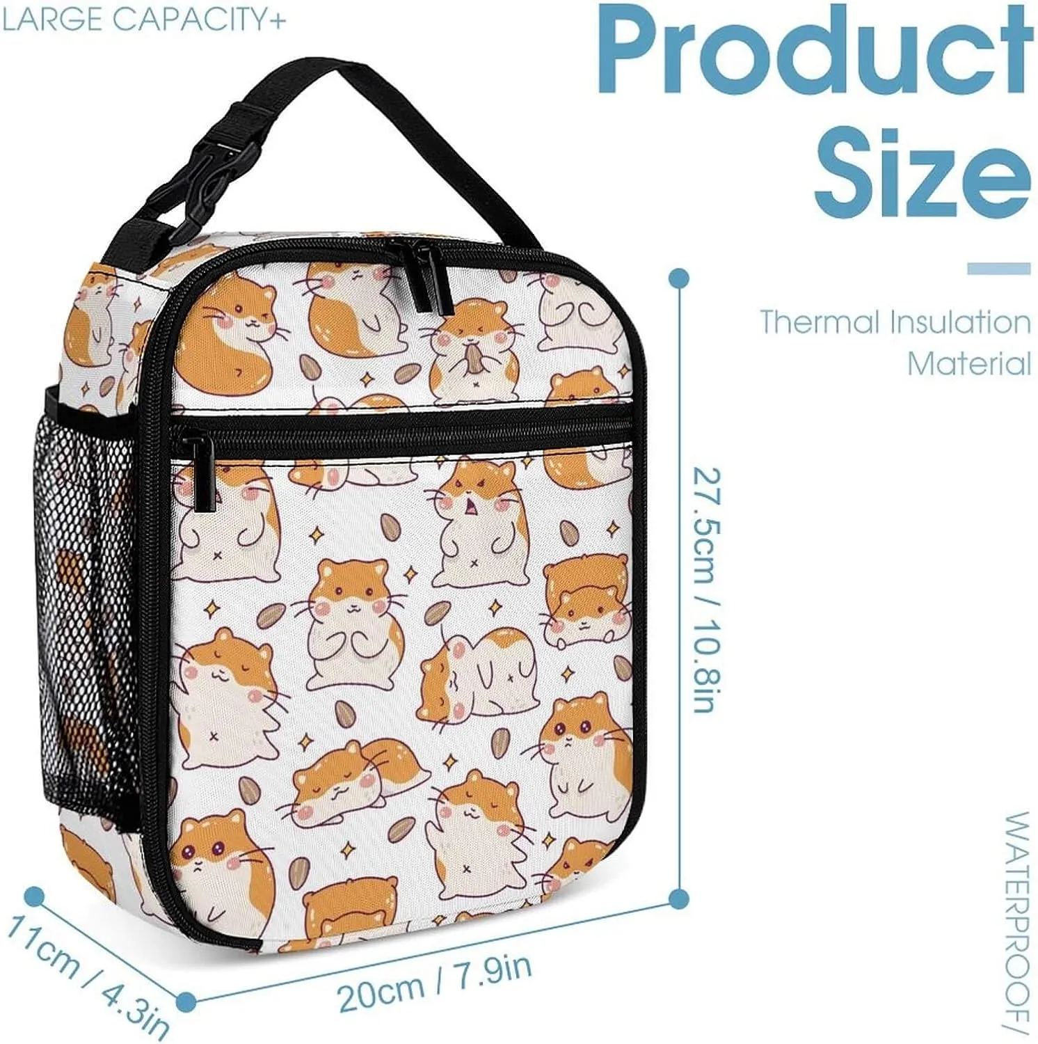 Hamster Backpack with Lunch Box & Pencil Case for Kids Girls Boys School, 16 Inch Cute Hamsters Bookbag, School Backpack for Students Children, Lightweight, Large Capacity