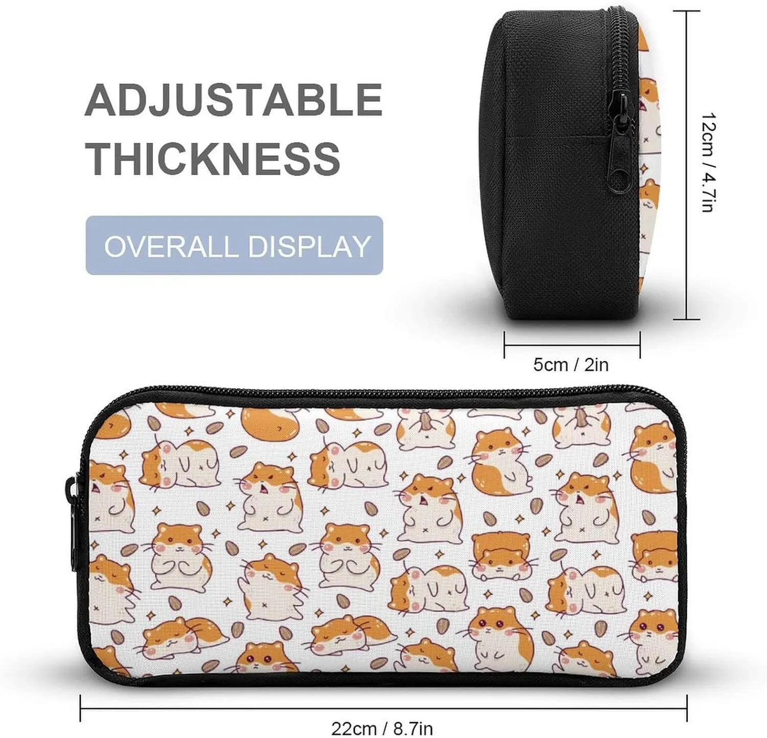 Hamster Backpack with Lunch Box & Pencil Case for Kids Girls Boys School, 16 Inch Cute Hamsters Bookbag, School Backpack for Students Children, Lightweight, Large Capacity