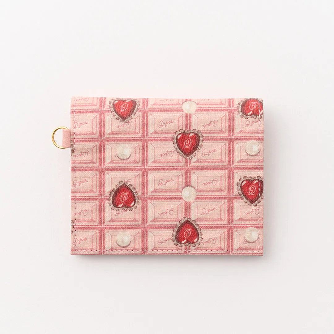Heart Strawberry Chocolate Leather Flap Short Wallet【Japan Jewelry】