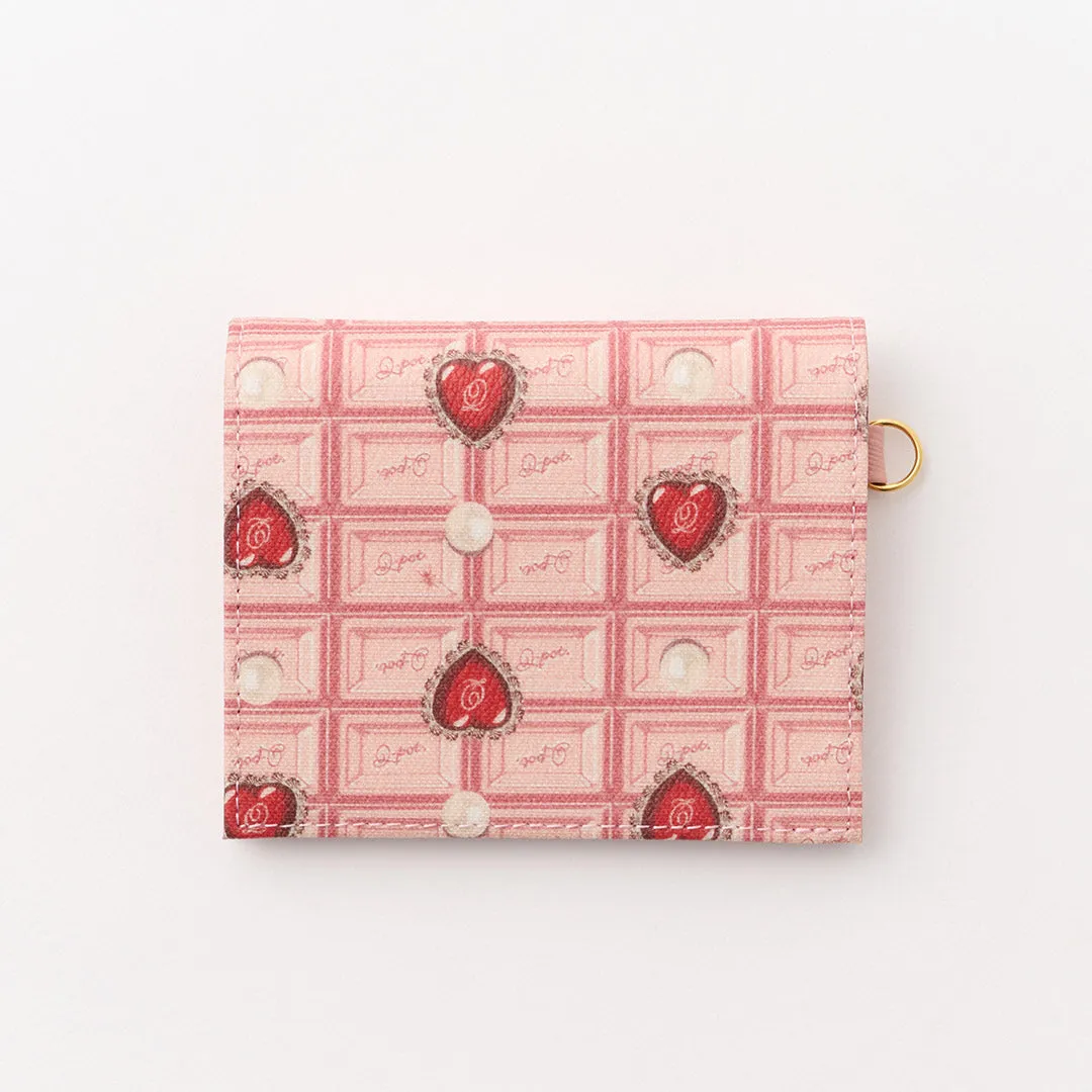 Heart Strawberry Chocolate Leather Flap Short Wallet【Japan Jewelry】