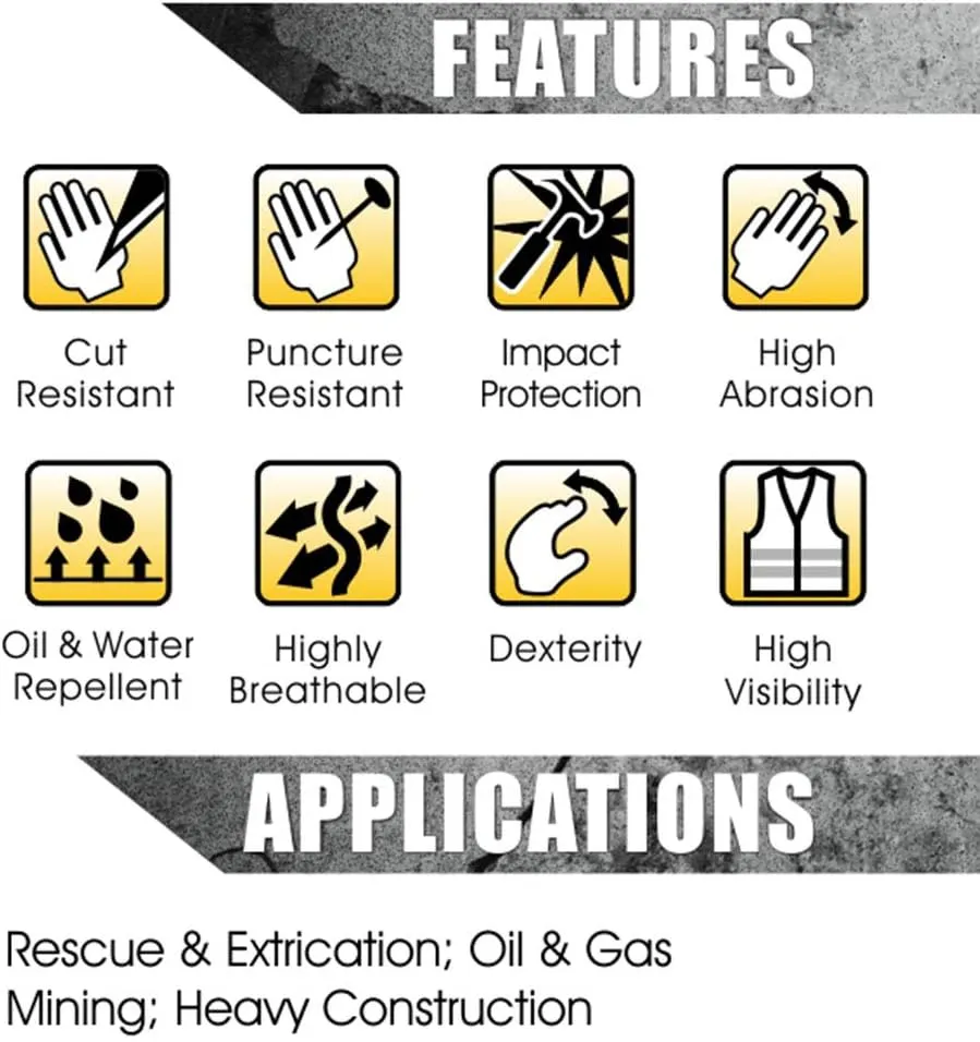 Heavy-duty Rescue Extrication Glove EN388:2016 Certification, Super Dexterity and Ultra Durability