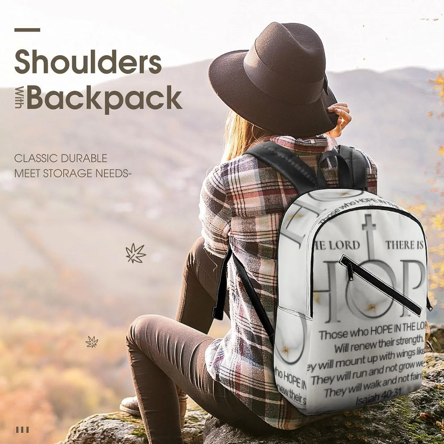 Hope in The Lord Scripture Verse Isaiah Classic Neutral Casual Lightweight Laptop Backpack Made of Materials, Suitable for Multiple Uses