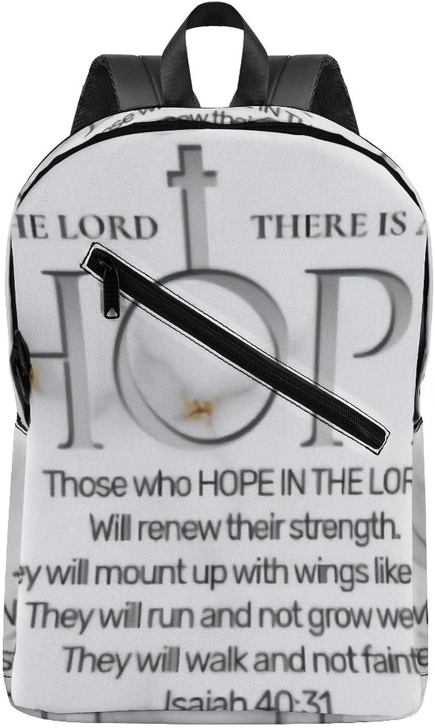 Hope in The Lord Scripture Verse Isaiah Classic Neutral Casual Lightweight Laptop Backpack Made of Materials, Suitable for Multiple Uses