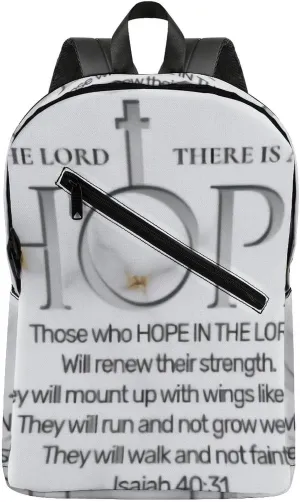 Hope in The Lord Scripture Verse Isaiah Classic Neutral Casual Lightweight Laptop Backpack Made of Materials, Suitable for Multiple Uses