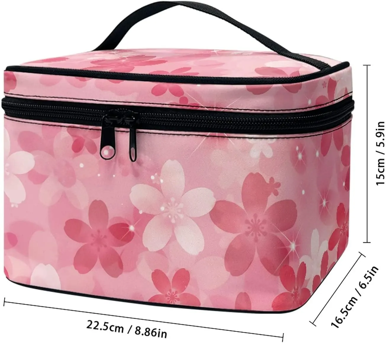 Horeset Cherry Blossom Print Cosmetic Bag Portable Bag Makeup Bags Travel Toiletry Bag Accessories Organizer for Women Girls
