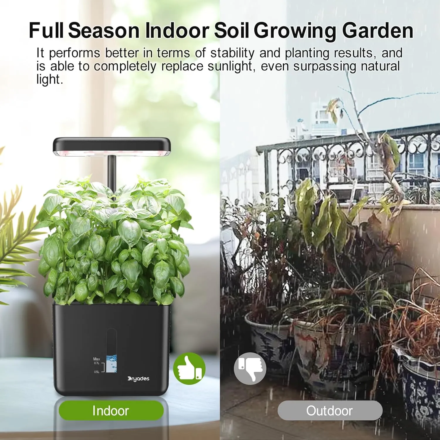 Indoor Garden Growing Systems Self-Watering Plant Pot Smart Gardening System with 17 Watts LED Grow Light Auto Timer Gardening Plant Gifts for Mom Women Plant Pot for vegetables herbs(No Seeds&Soil)