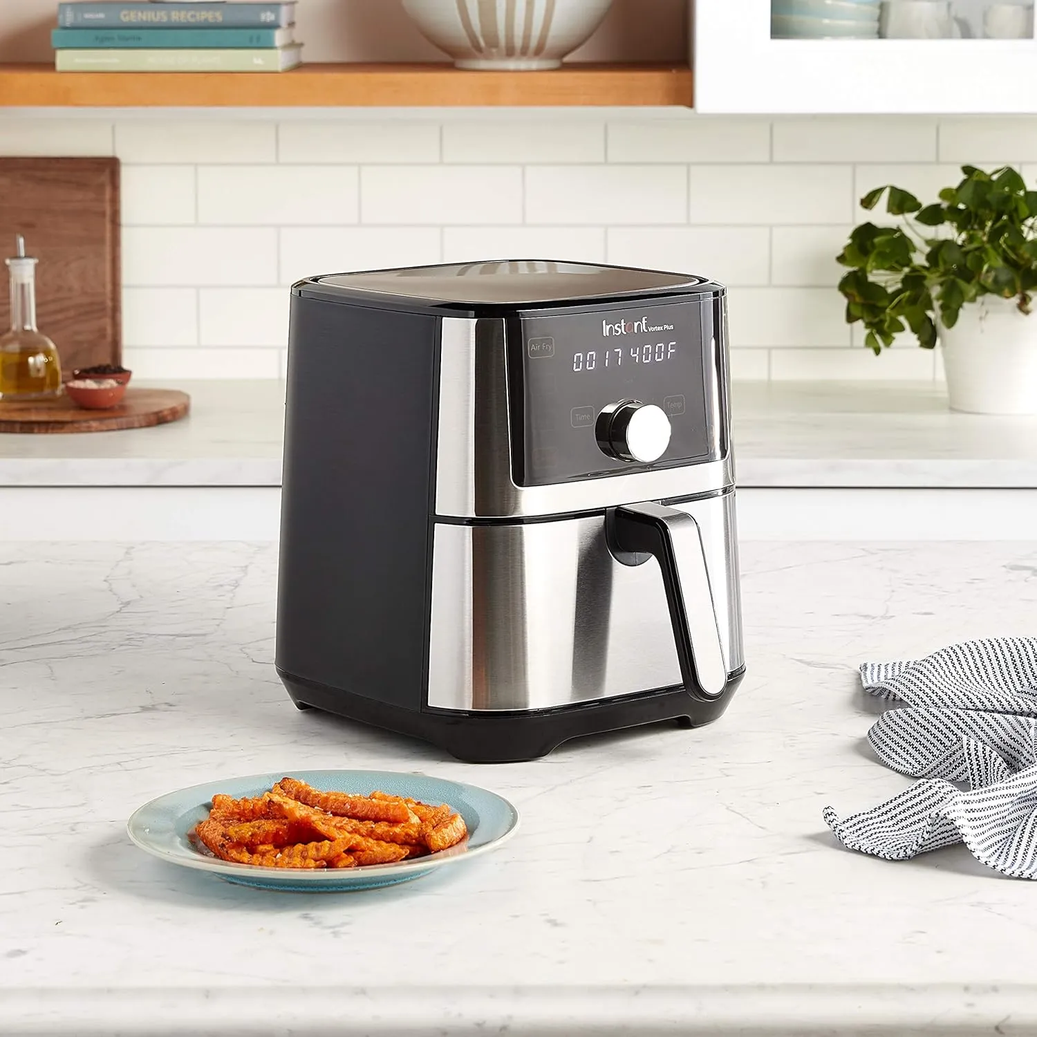 Instant Pot Vortex Plus 4QT Air Fryer, Custom Program Options, 6-in-1 Functions Crisps, Broils, Roasts, Dehydrates, Bakes, Reheats, 100  In-App Recipes, from the Makers of Instant Pot, Stainless Steel