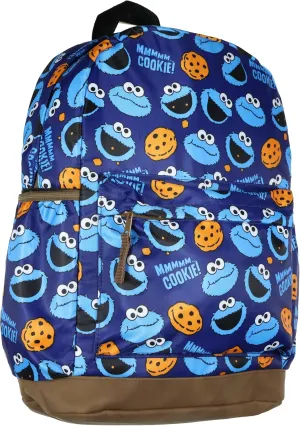 INTIMO Sesame Street Cookie Monster Backpack -School Book Bag with Laptop Tech Sleeve Travel Daypack