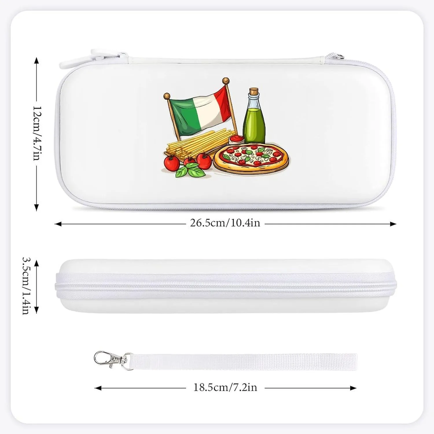 Italian Food Theme Compatible with Switch Carrying Case Hard Travel Game Bag Pouch with 15 Games Accessories