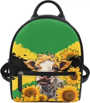 Jamaican Flag Mini Backpack for Girls Cattle Small Backpack Purse for Women Teens Kids School Travel Leather Shoulder Purse Bag Chic Mini Backpack for Young