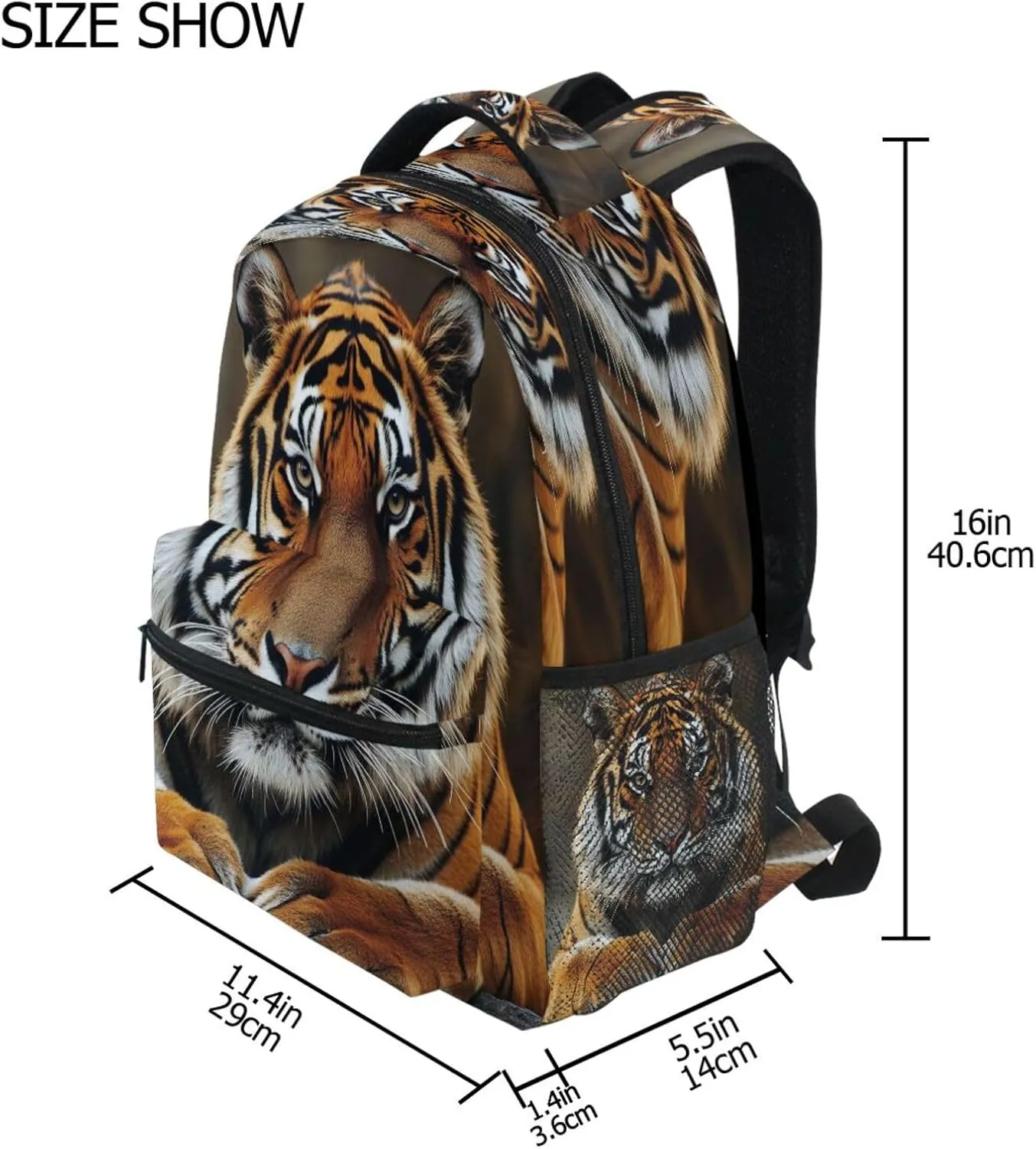 JSTEL Kid Cartoon Tiger Backpack,Elementary School Backpack Tiger Kid Bookbag for Boy Girl Ages 5 to 13,04