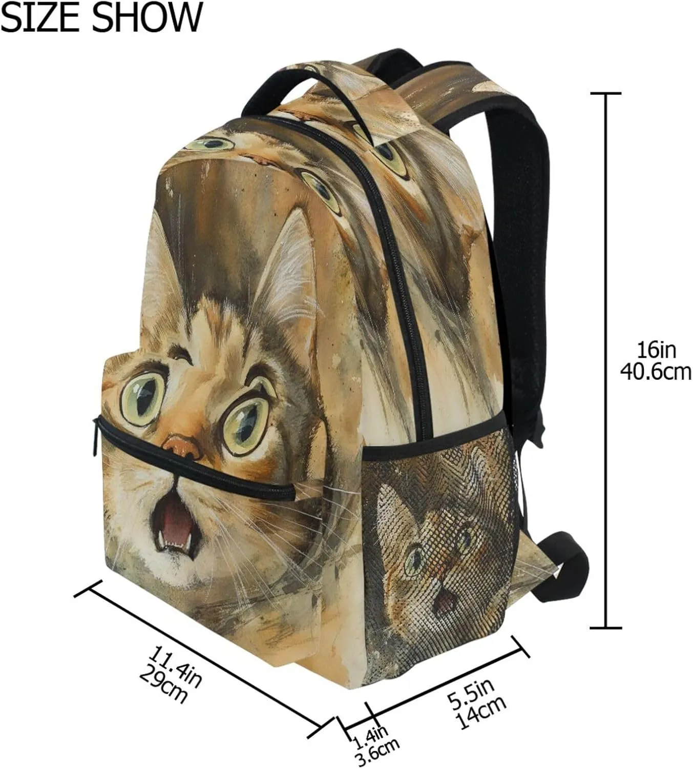 JSTEL Kid Cat Backpack,Elementary School Backpack Cat Kid Bookbag for Boy Girl Ages 5 to 13,08