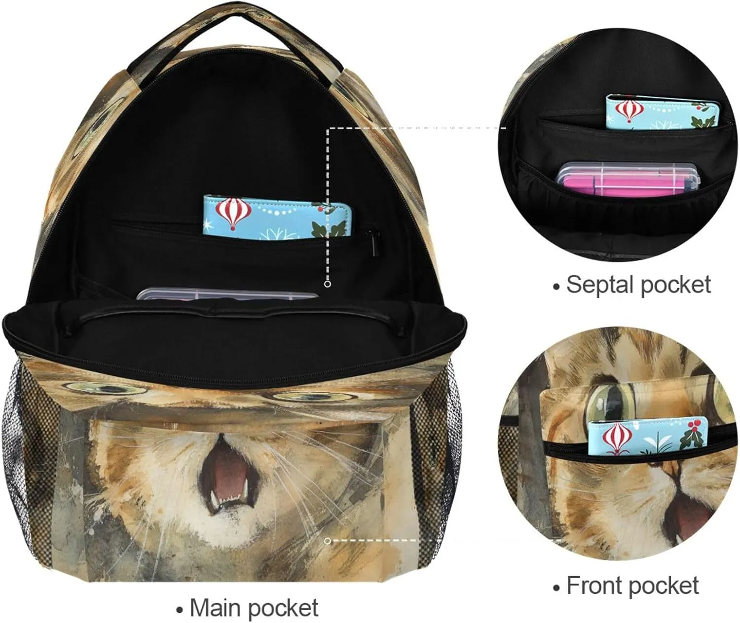 JSTEL Kid Cat Backpack,Elementary School Backpack Cat Kid Bookbag for Boy Girl Ages 5 to 13,08