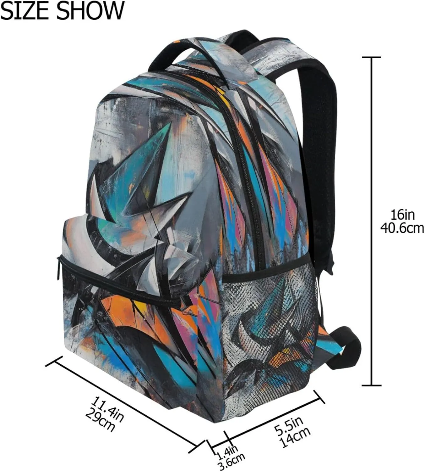 JSTEL Kid Graffiti Art Backpack,Elementary School Backpack Graffiti Art Kid Bookbag for Boy Girl Ages 5 to 13,01