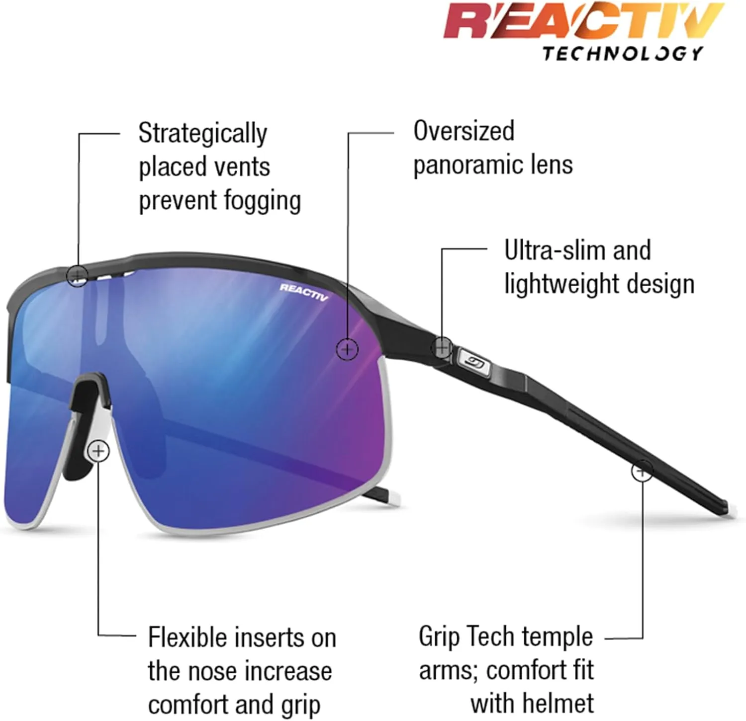 Julbo Density Photochromic Performance Sunglasses | Men & Womens MTB/Cycling, Trail Running, Baseball Eyewear UV ABC 100%