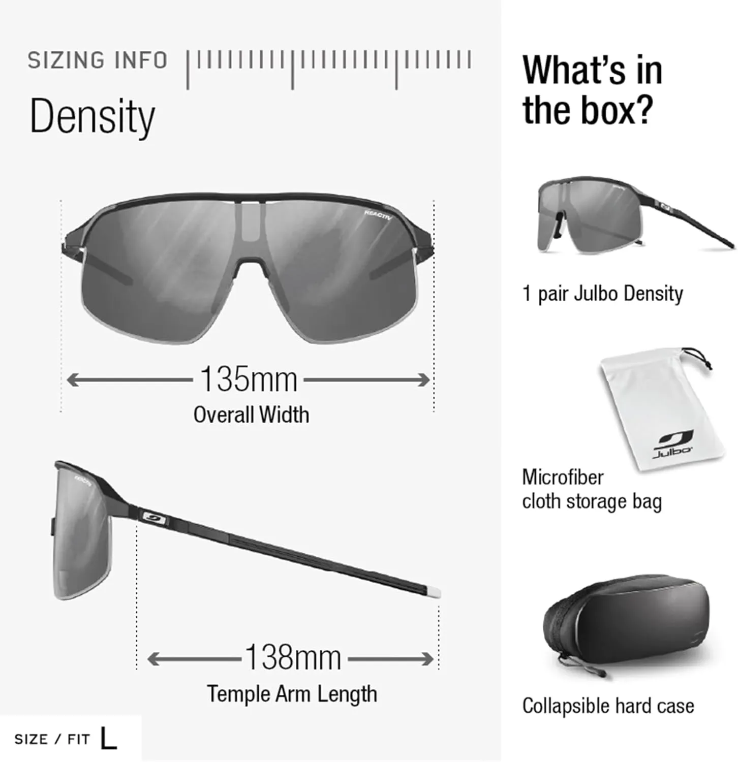 Julbo Density Photochromic Performance Sunglasses | Men & Womens MTB/Cycling, Trail Running, Baseball Eyewear UV ABC 100%