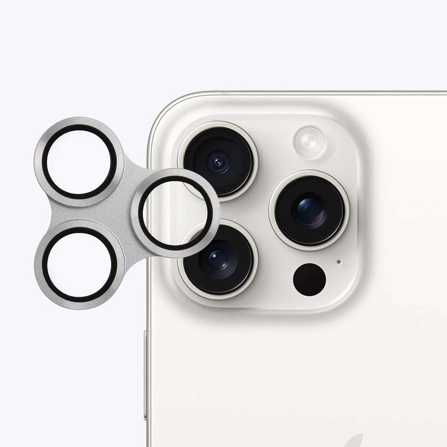 Kenko Smartphone Lens Protector for iPhone 15Pro / 15Pro Max Silver, Tempered Glass, 95% High-Transmission Rate, Water Repellent &Anti-Fingerprint Coating, Colored Aluminum 799819
