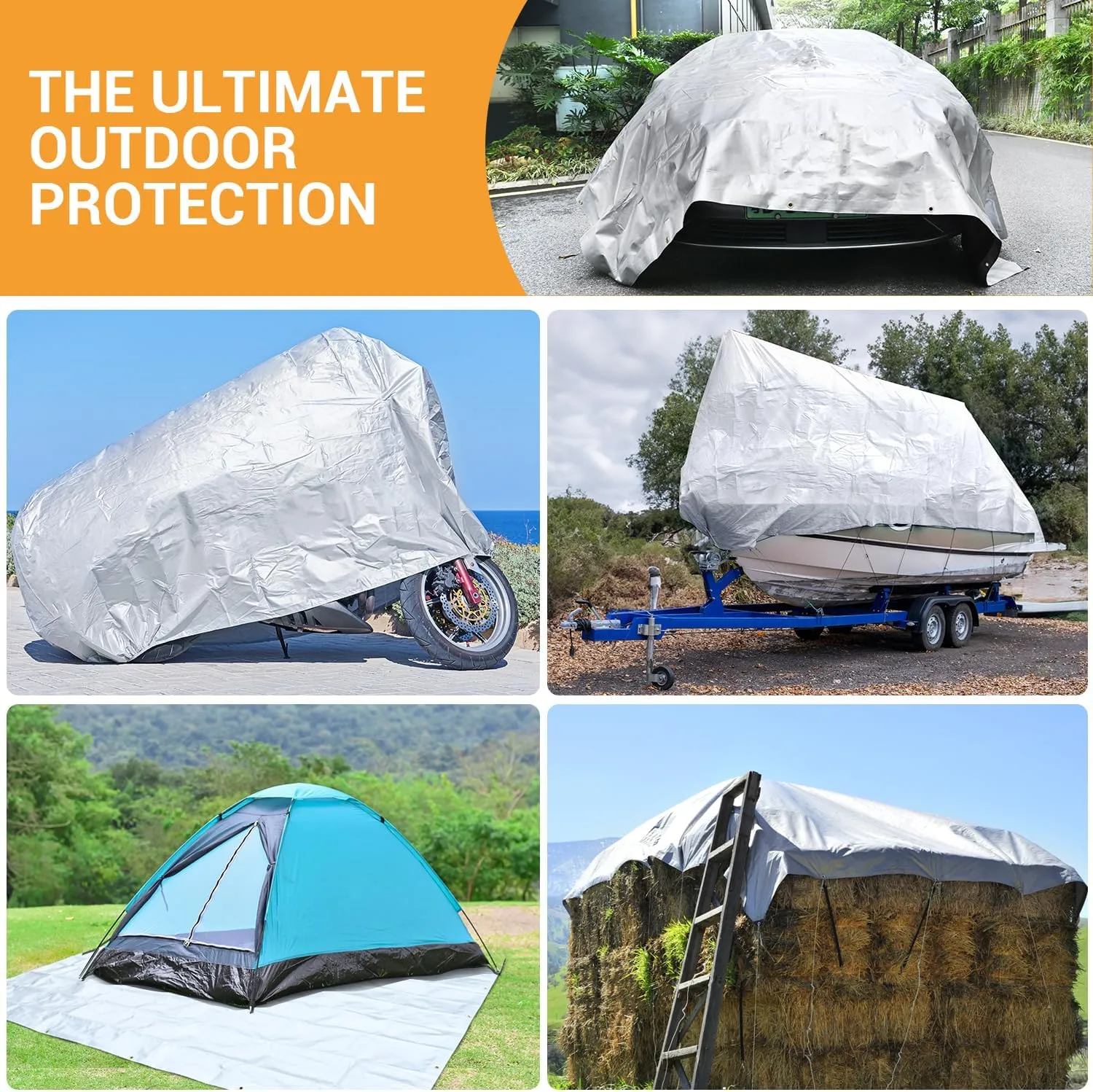 Keten Tarps Heavy Duty Waterproof 12X20 Feet, Extra Thick 16 Mil, Tear & Fade Resistant, 100% UV Blocking, Outdoor Tarp with Reinforced Grommets for Roof, Camping, Patio, Pool, Boat(Silver/Black)