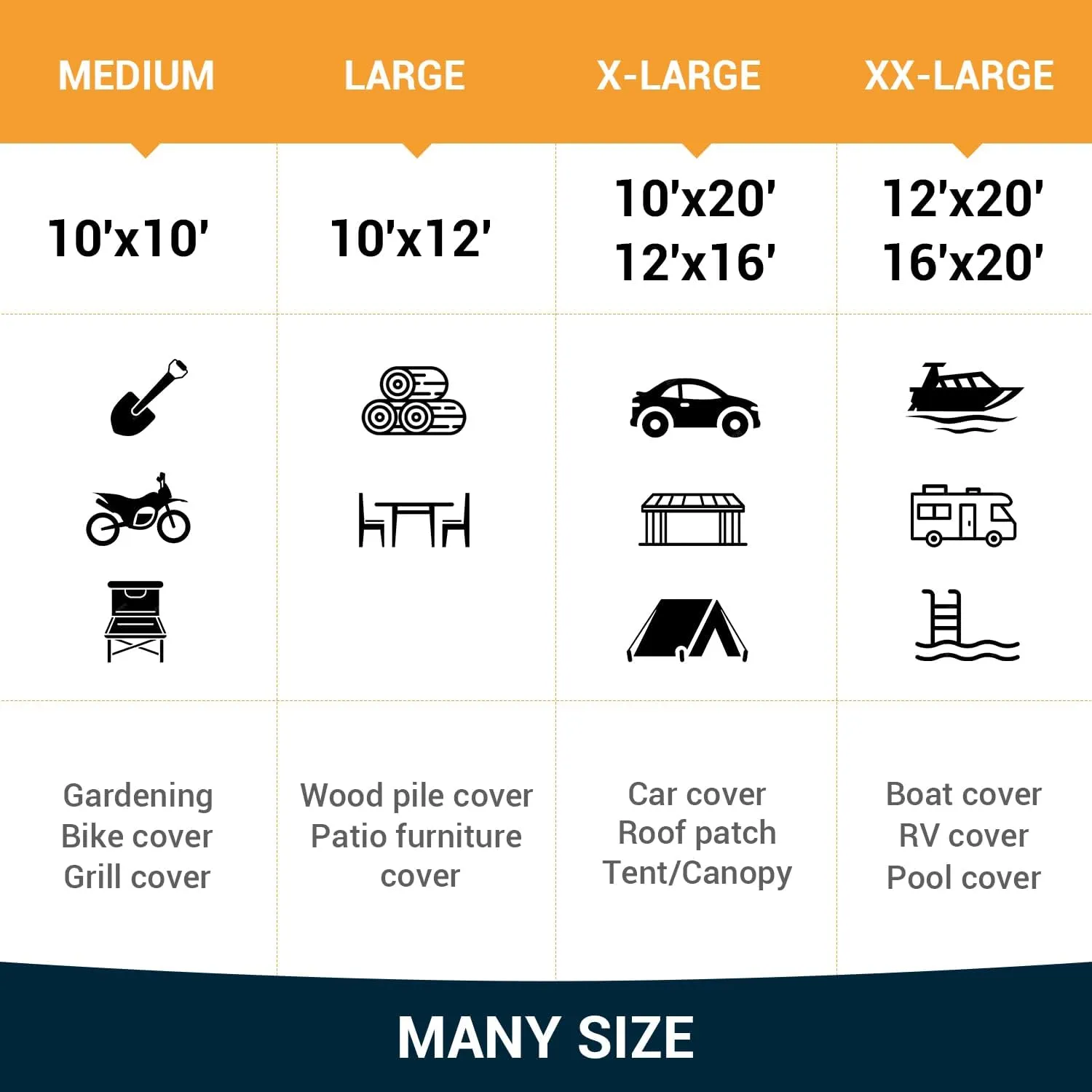Keten Tarps Heavy Duty Waterproof 16X20 Feet, Extra Thick 16 Mil, Tear & Fade Resistant, 100% UV Blocking, Outdoor Tarp with Reinforced Grommets for Roof, Camping, Patio, Pool, Boat(Silver/Black)