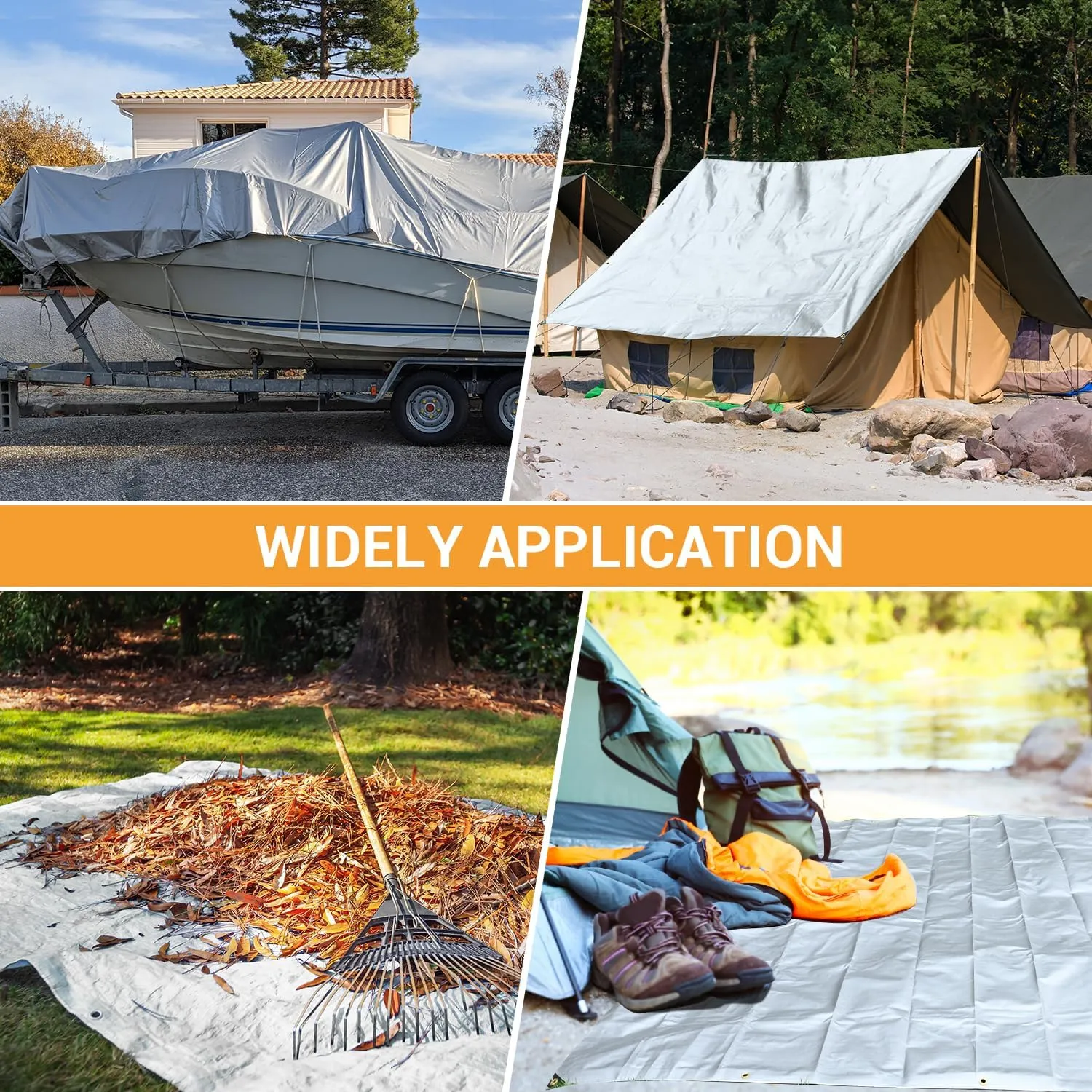 Keten Tarps Heavy Duty Waterproof 16X20 Feet, Extra Thick 16 Mil, Tear & Fade Resistant, 100% UV Blocking, Outdoor Tarp with Reinforced Grommets for Roof, Camping, Patio, Pool, Boat(Silver/Black)