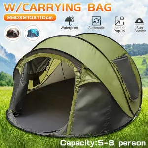 Khaki 5-8 People Windproof Pop-up Family Tent 4 Season