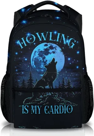 Kids Backpack for Boys Girls, Cool Wolf Bookbag, 17 Inch Casual Schoolbag for Gift, Large Capacity Bookbags for Preschool Elementary Kindergarten School Travel