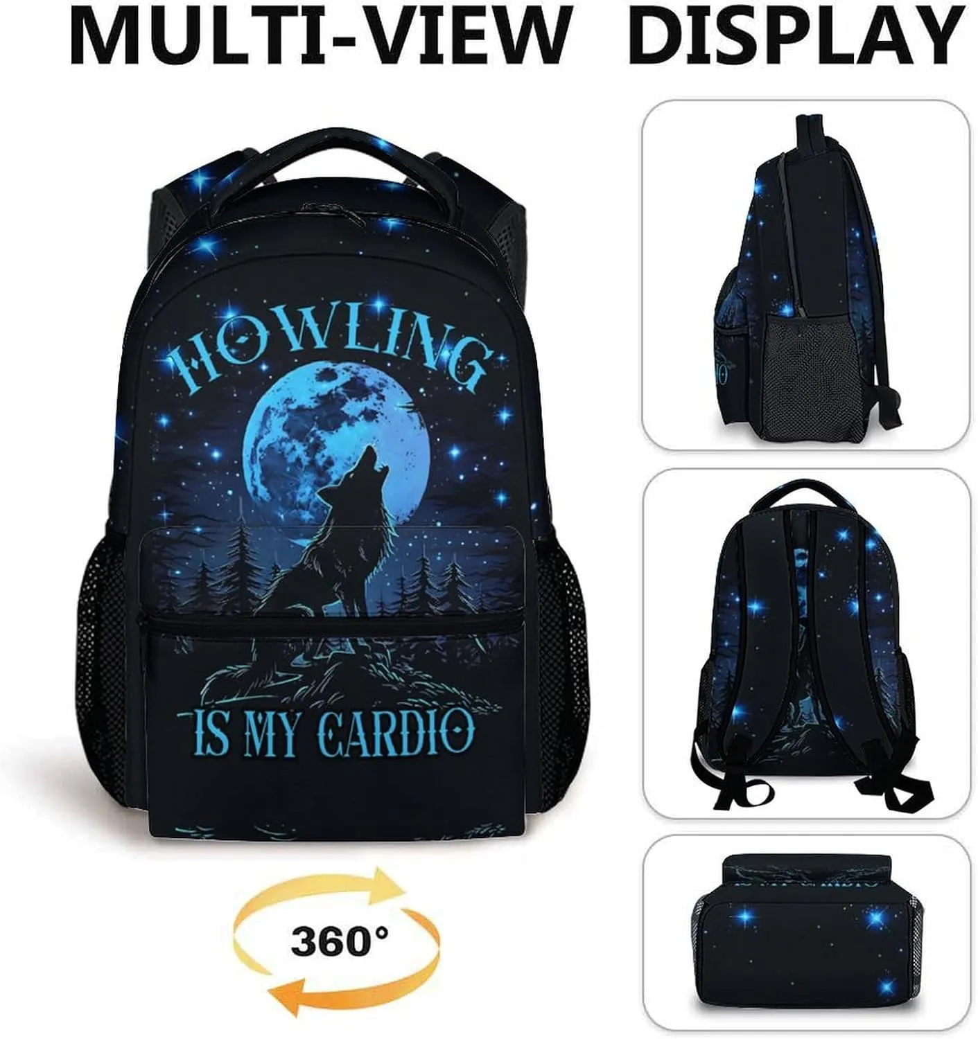Kids Backpack for Boys Girls, Cool Wolf Bookbag, 17 Inch Casual Schoolbag for Gift, Large Capacity Bookbags for Preschool Elementary Kindergarten School Travel
