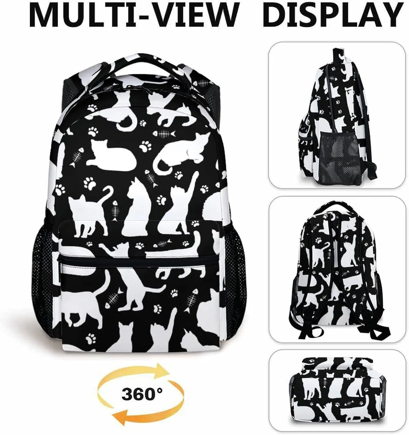 Kids Backpack for Gift, Cat Bookbag for Preschool Elementary Kindergarten, Large Capacity Boys Girls Book bag for School Travel Hiking