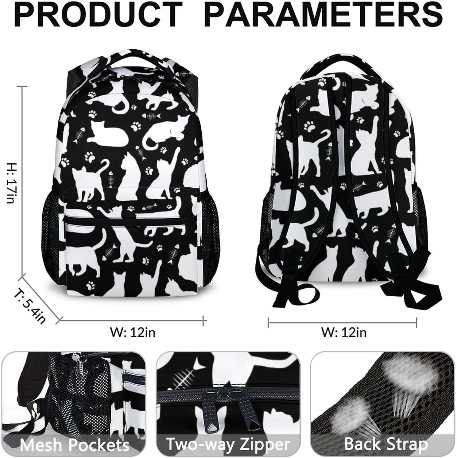 Kids Backpack for Gift, Cat Bookbag for Preschool Elementary Kindergarten, Large Capacity Boys Girls Book bag for School Travel Hiking