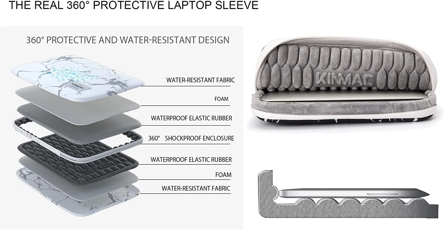 Kinmac Briefcase with 360° Protective Full Cushioned Laptop Compartment fit 13 inch-14 inch Laptop Computer (Camellia)