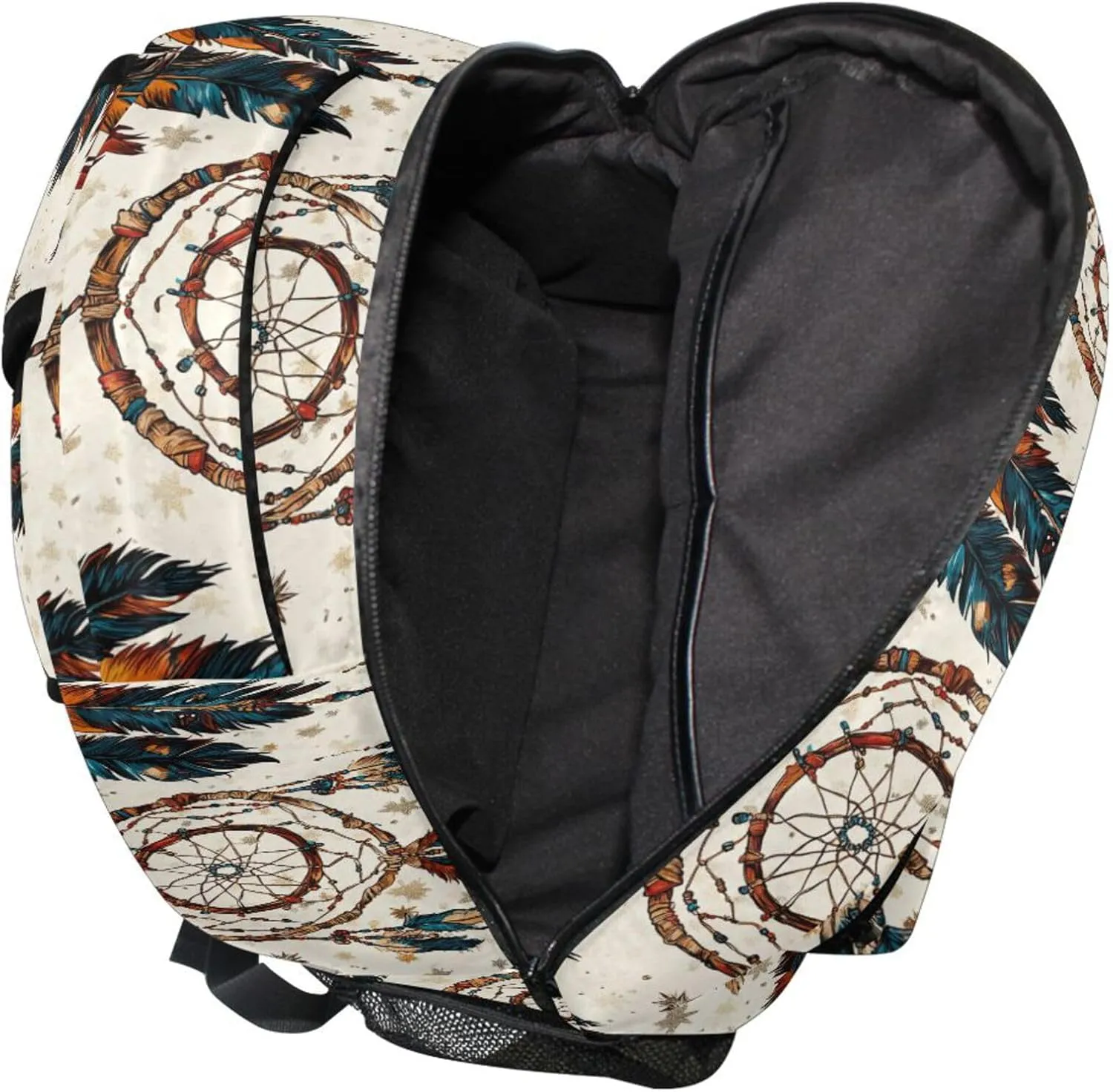 KLL Backpacks for Teenager Fashion Vintage Daypacks with Chest Strap for Travel Trip Western Cowboy Dream Catcher Tribal Star Primitive Charm Sparkling