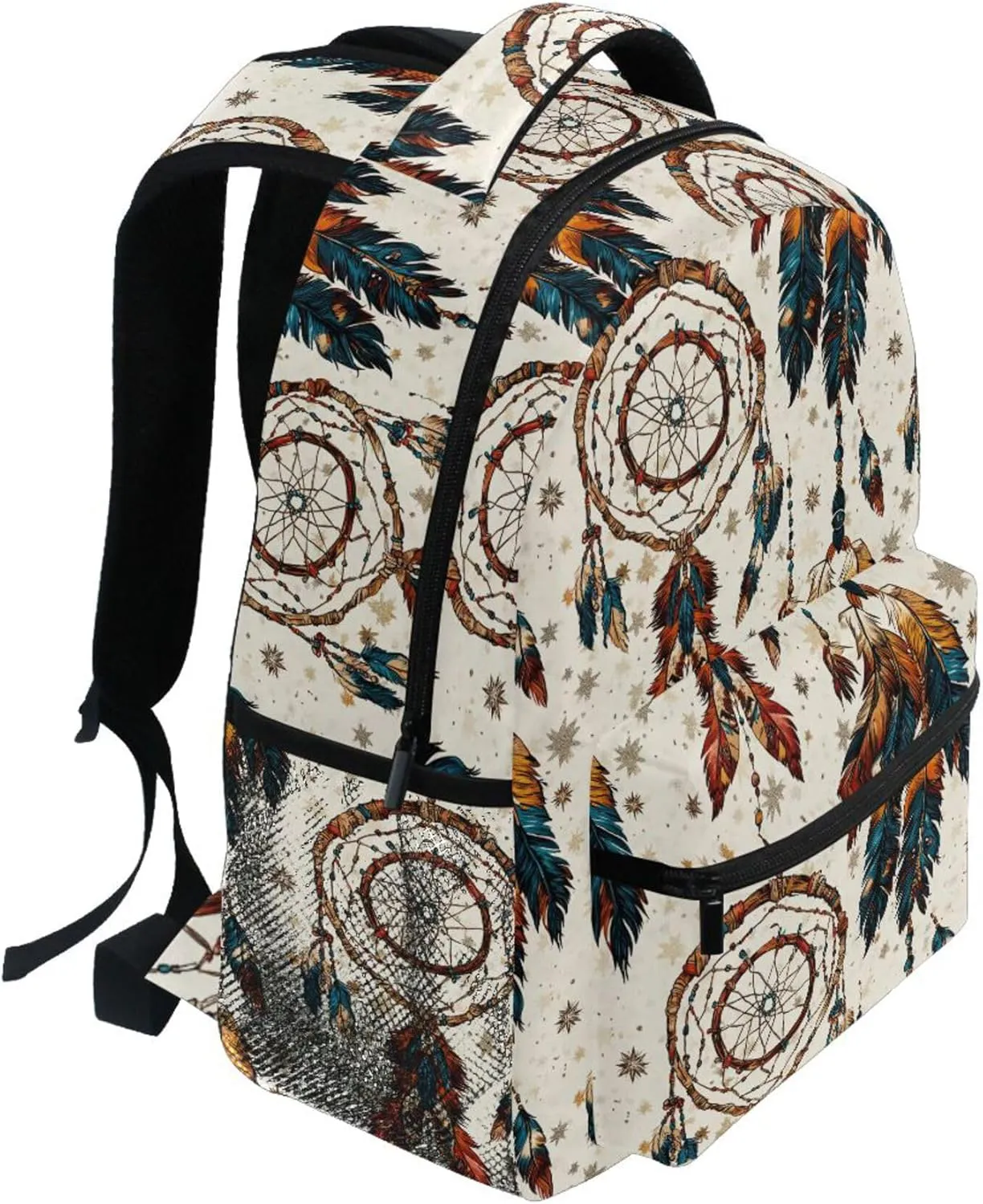 KLL Backpacks for Teenager Fashion Vintage Daypacks with Chest Strap for Travel Trip Western Cowboy Dream Catcher Tribal Star Primitive Charm Sparkling