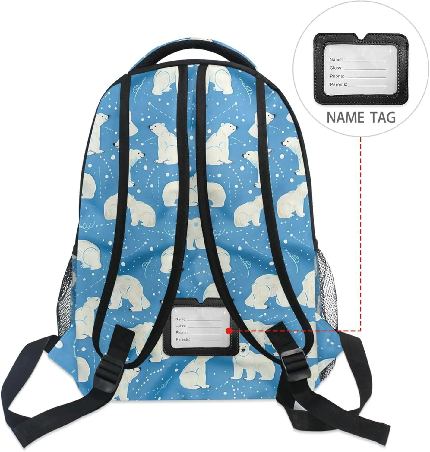 KLL Cool Backpacks for Teenager Fashion Sports Backpack with Chest Strap Gift Men & Women Polar Bears on A Blue Background