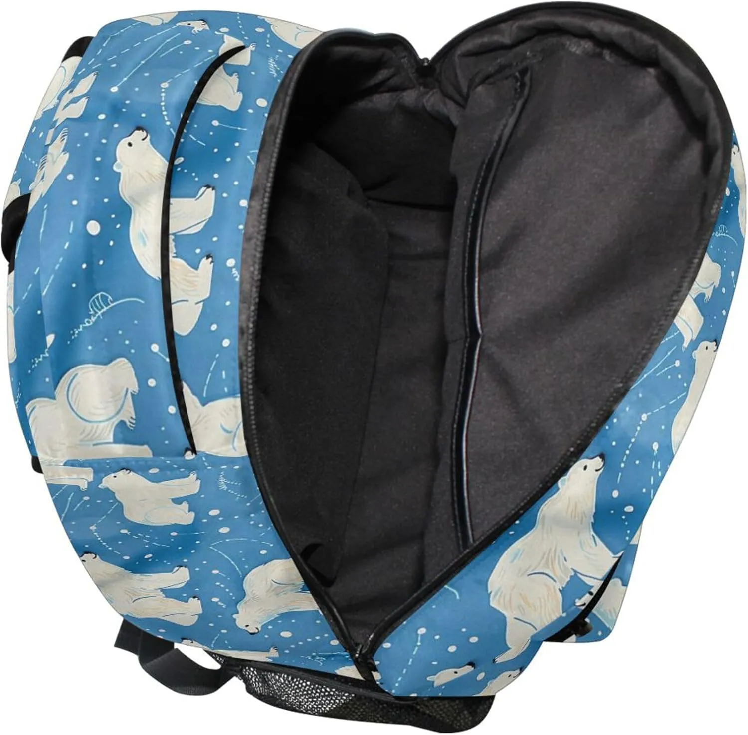 KLL Cool Backpacks for Teenager Fashion Sports Backpack with Chest Strap Gift Men & Women Polar Bears on A Blue Background
