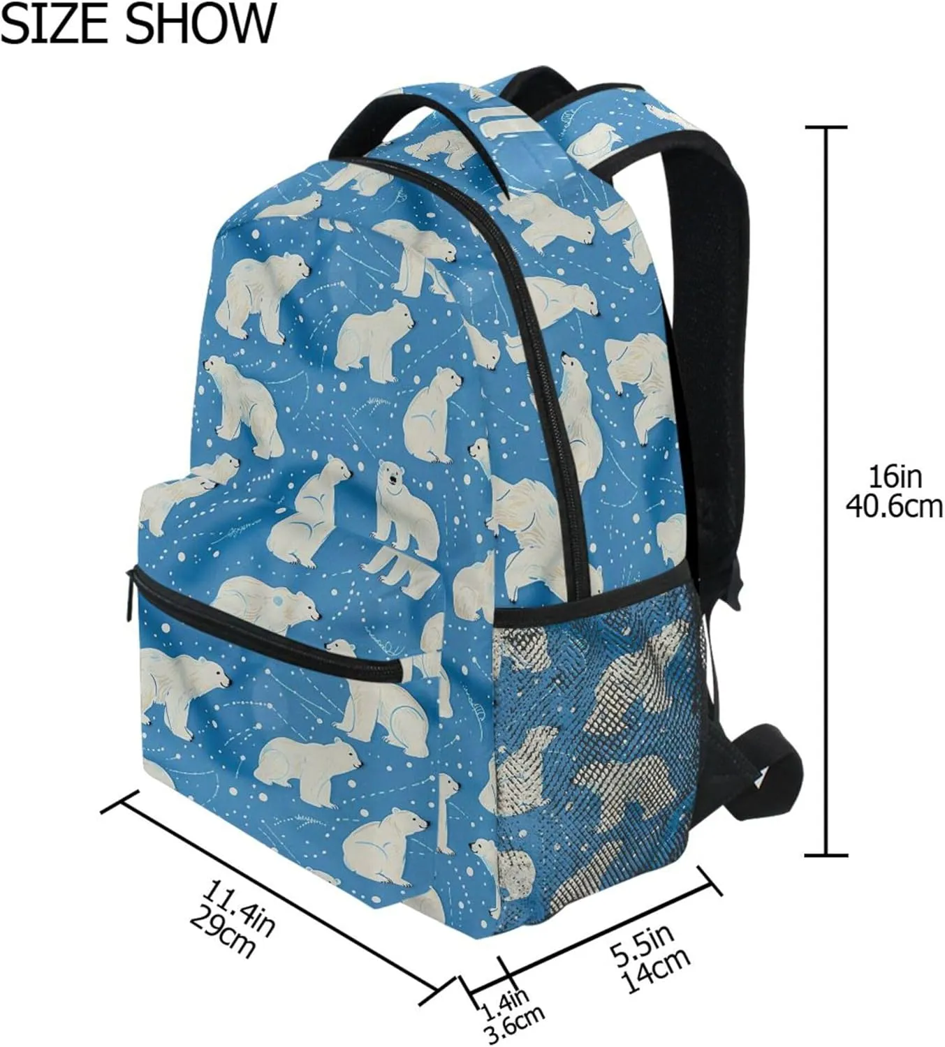 KLL Cool Backpacks for Teenager Fashion Sports Backpack with Chest Strap Gift Men & Women Polar Bears on A Blue Background