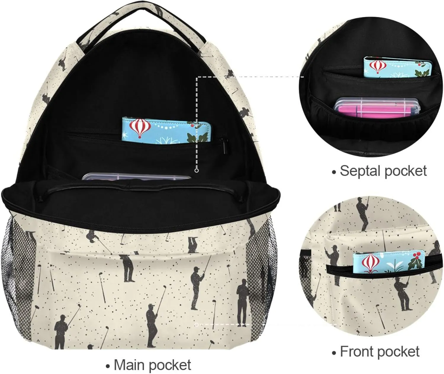 KLL Cool Backpacks for Unisex Adult Fashion Travel Laptop Backpack with Chest Strap Gift Men & Women Golf