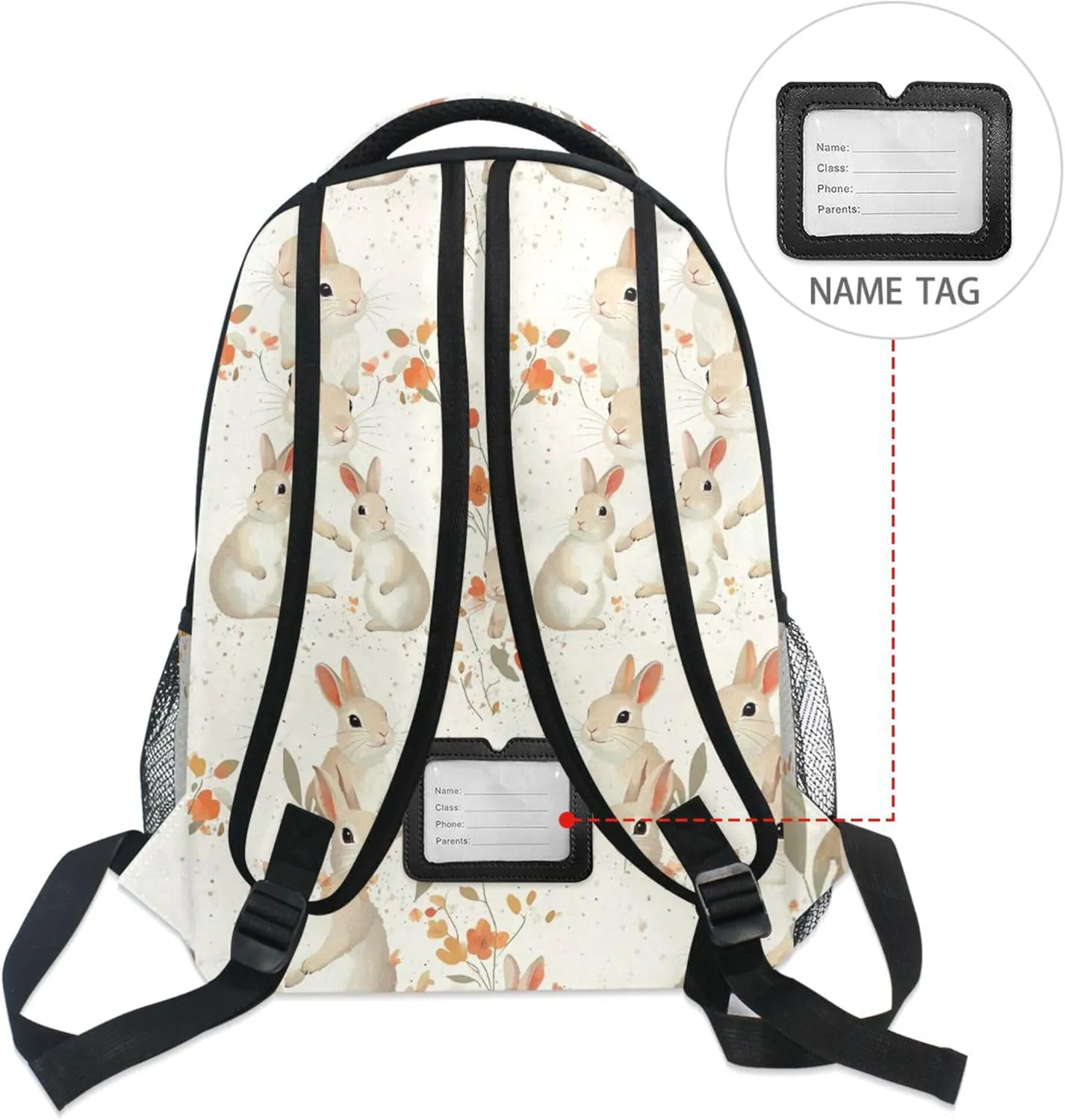 KLL Cute Backpack for Teens Boys Girls Fashion Business Work Bag with Chest Strap for Travel Trip Parents' Day Rabbit Family