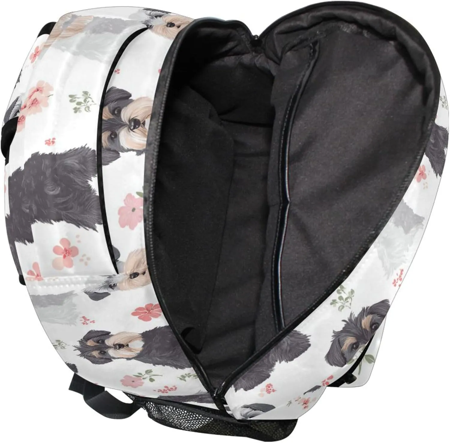 KLL Day Backpack for Teacher Nurse Fashion Diaper Bag Backpack with Chest Strap for Business Work College Travel Trip Aesthetic Miniature Schnauzer Dogs White