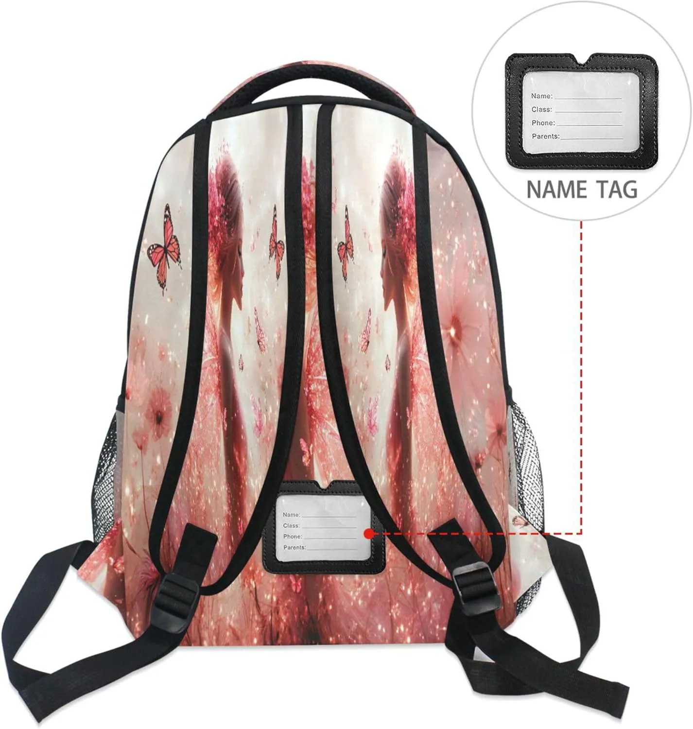 KLL Sport Backpack for Men and Women Fashion Personal Backpack with Chest Strap for Business Work College Travel Trip Flower Fairy Environment Butterflies