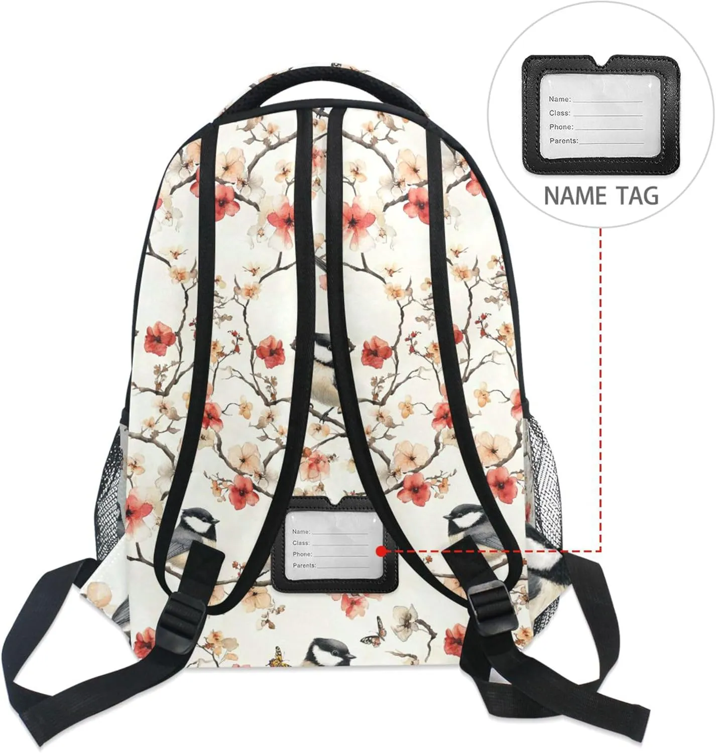 KLL Sport Backpack for Teenager Fashion Business Work Bag with Chest Strap Gift Men & Women Aesthetic Black Capped Chickadee Birds A River