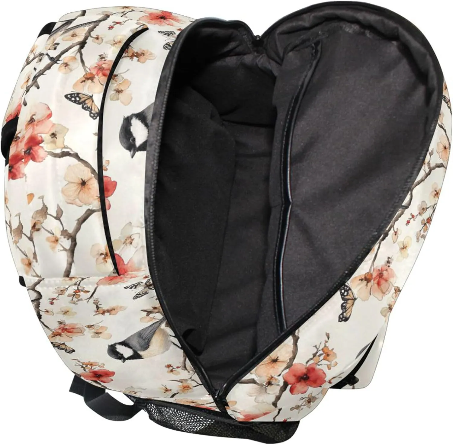 KLL Sport Backpack for Teenager Fashion Business Work Bag with Chest Strap Gift Men & Women Aesthetic Black Capped Chickadee Birds A River
