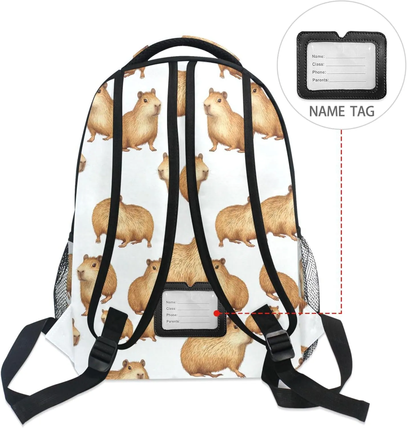 KLL Sport Backpack for Teens Boys Girls Waterproof Business Work Bag with Chest Strap for Travel Trip Beauty Capybara White