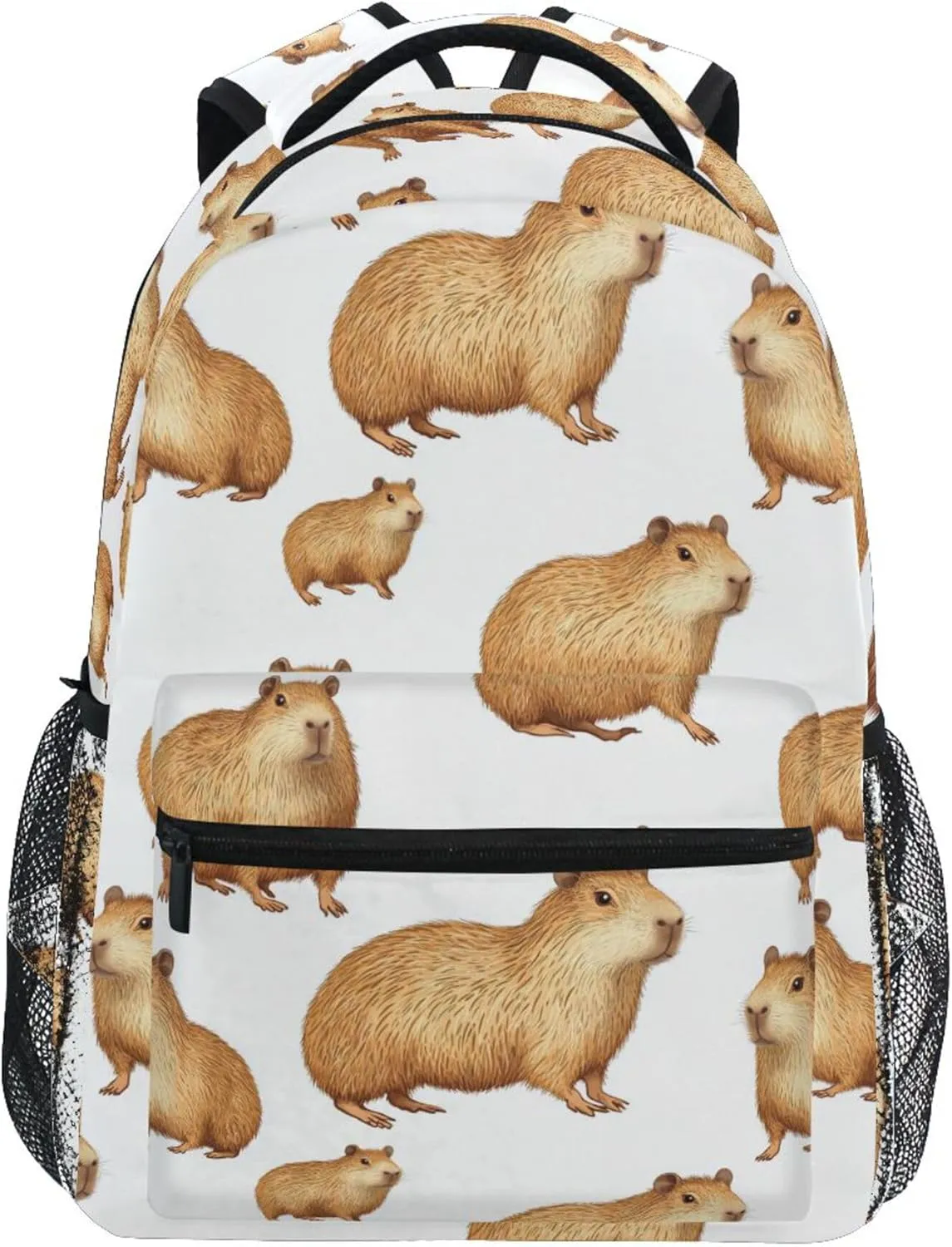 KLL Sport Backpack for Teens Boys Girls Waterproof Business Work Bag with Chest Strap for Travel Trip Beauty Capybara White
