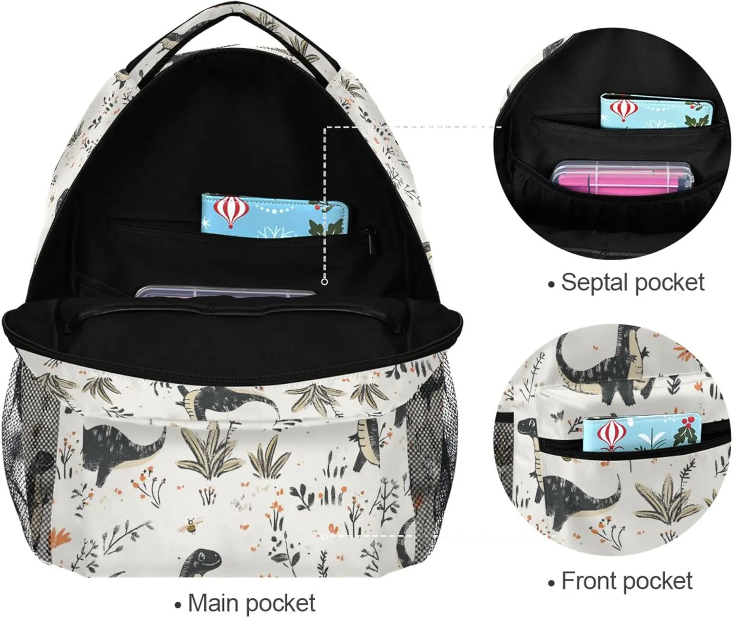 KLL Sport Backpack for Unisex Adult Fashion Backpack with Chest Strap for Travel Trip Beauty Dinosaurs
