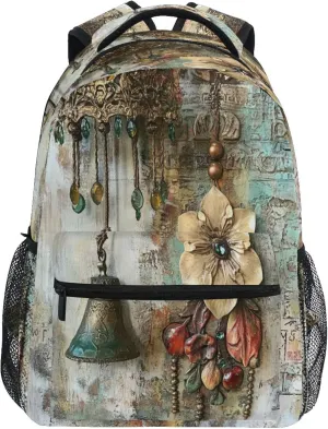 KLL Sport Backpack for Women Men Waterproof Business Work Bag with Chest Strap Gift Men & Women Bohemian Retro Vintage Bell