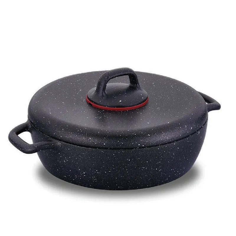 Korkmaz Gusto Non-Stick Granite Coated Aluminum Low Caserole, 10.2" x 2.7", 118.3 oz