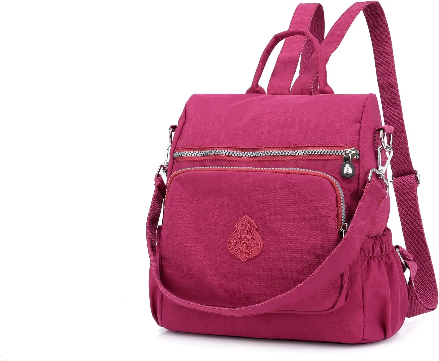 Ladies' multi zipper backpack, shoulder bag, handbag, casual bag, holiday gift(Grape Purple)